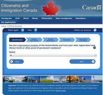 Онлайн-регистрация для получения визы в Канаду