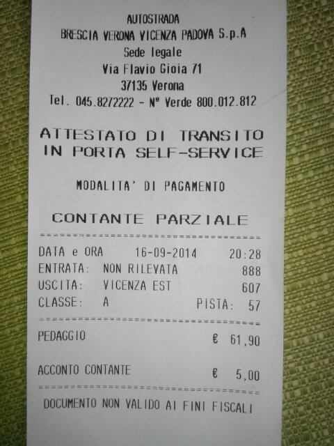 Фискальный чек об оплате в Италии