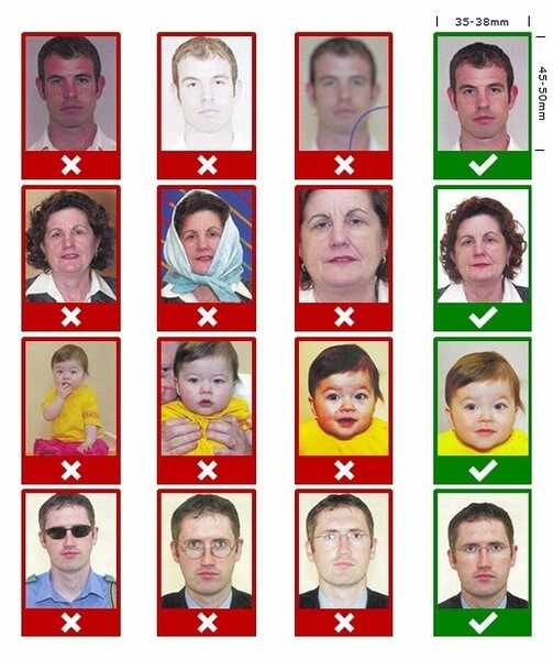 Пример фотографии на визу в Ирландию