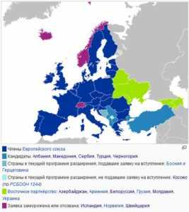 Карта возможного дальнейшего расширения ЕС