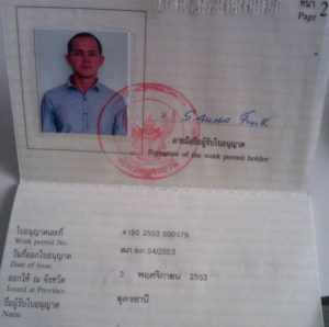 Work permit для работы в Таиланде.