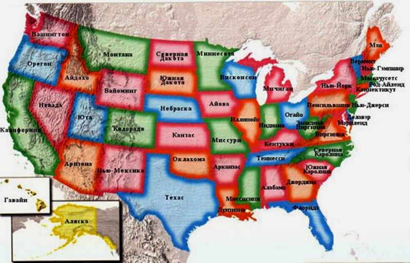 Карта США (можно увеличить).