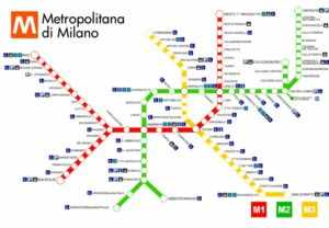Подробная карта метрополитена в Милане.