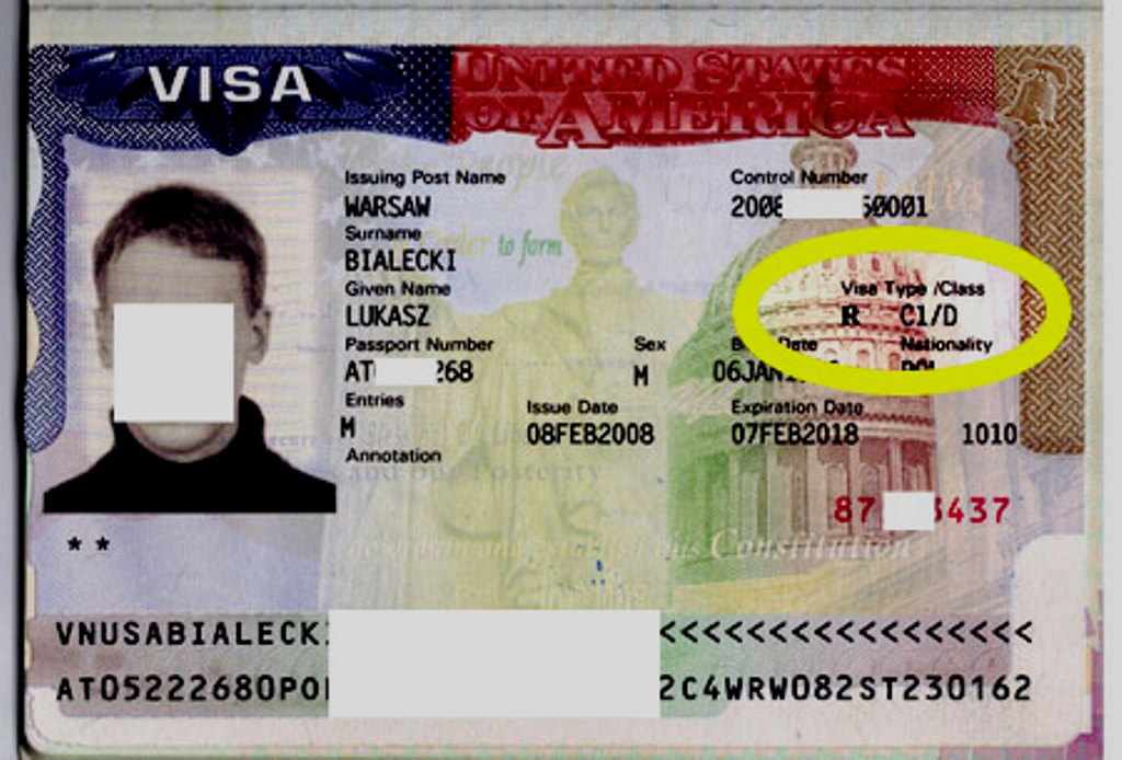 Повторная виза в США. R C1/D.