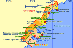 Карта княжества Монако.