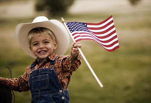 Ребёнок с флагом США